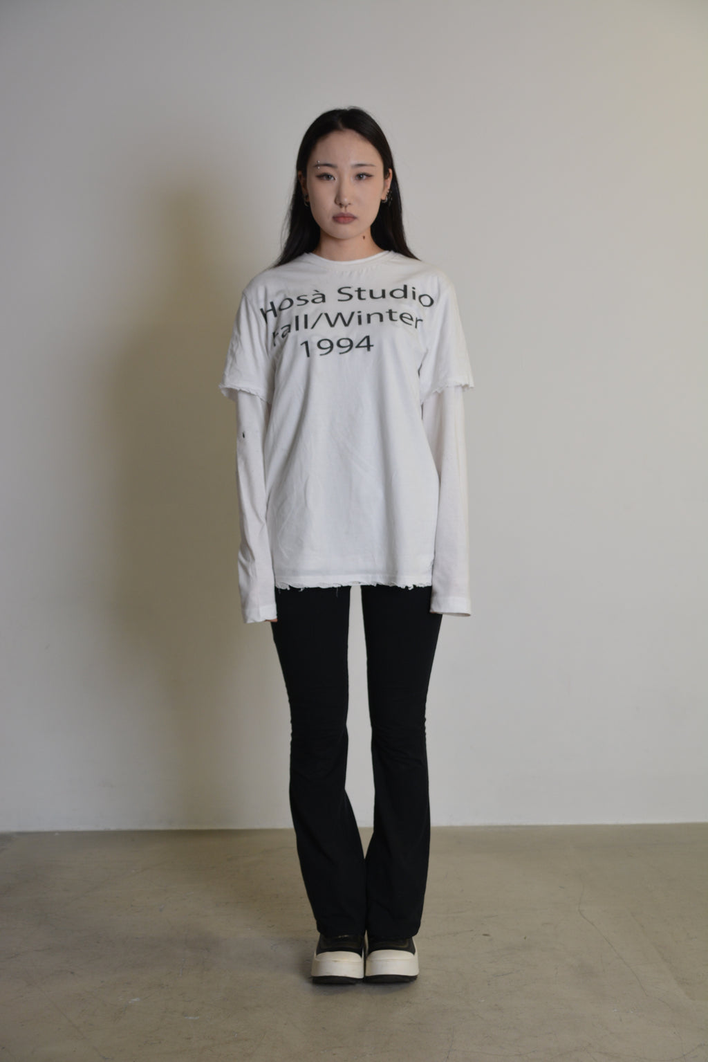 White Logo T-shirt with Longsleeve
