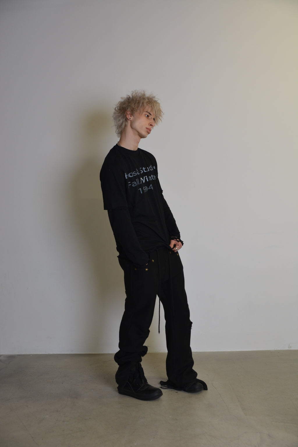 Black Logo T-shirt with Longsleeve